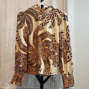 Rachel Zoe Geometric Brown and Cream Blouse